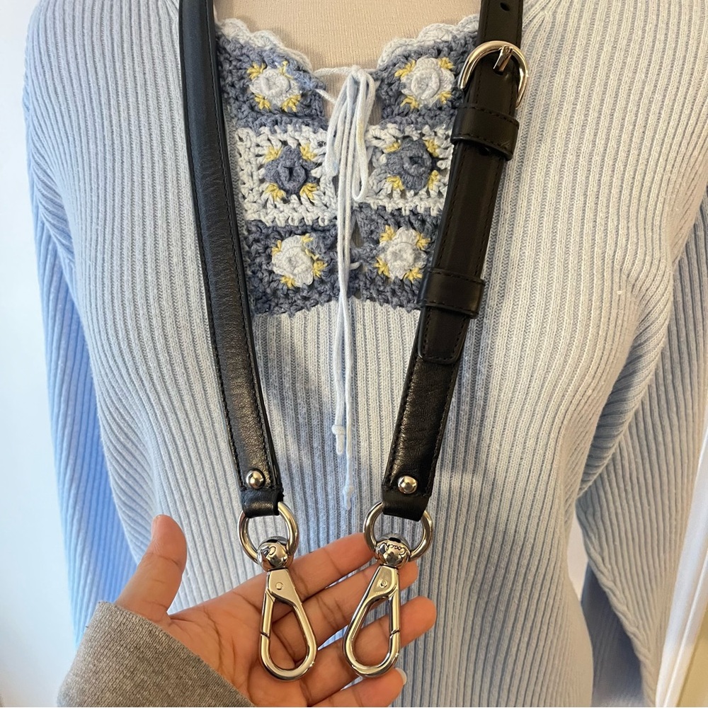 Coach Leather Black Strap w/ Silver hardware